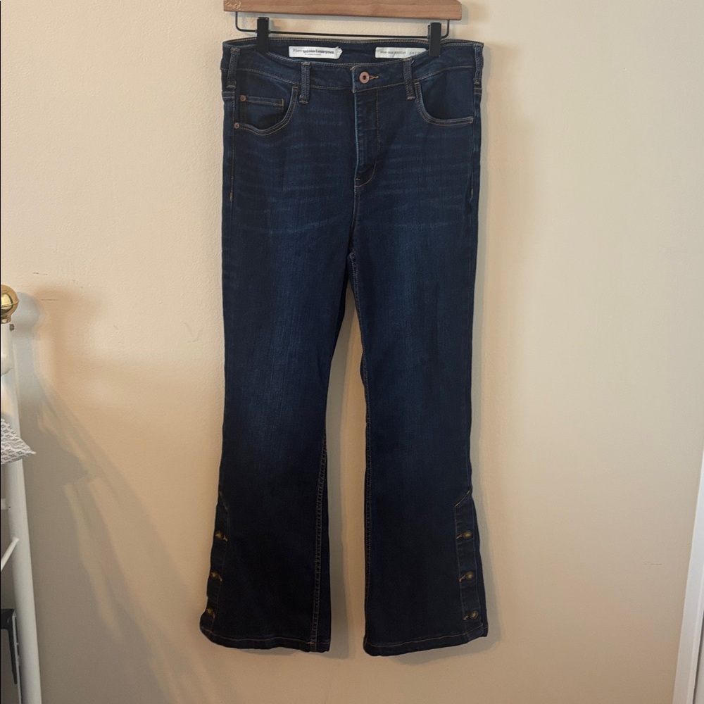 Pilcro and the Letterpress High Rise Button Detail Bootcut Jeans
